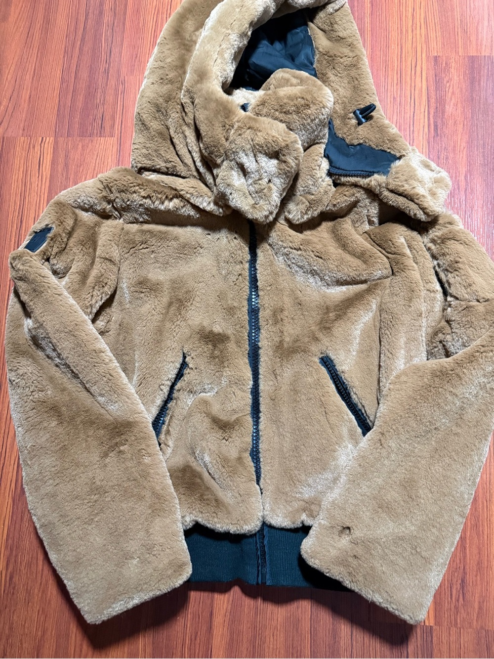 SAM. Tan Teddy Faux Fur Hooded Jacket